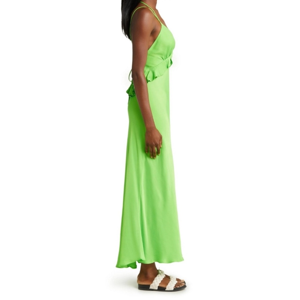 Farm Rio Lime Green Ruffle Midi Dress‎ sz S - Picture 2 of 12